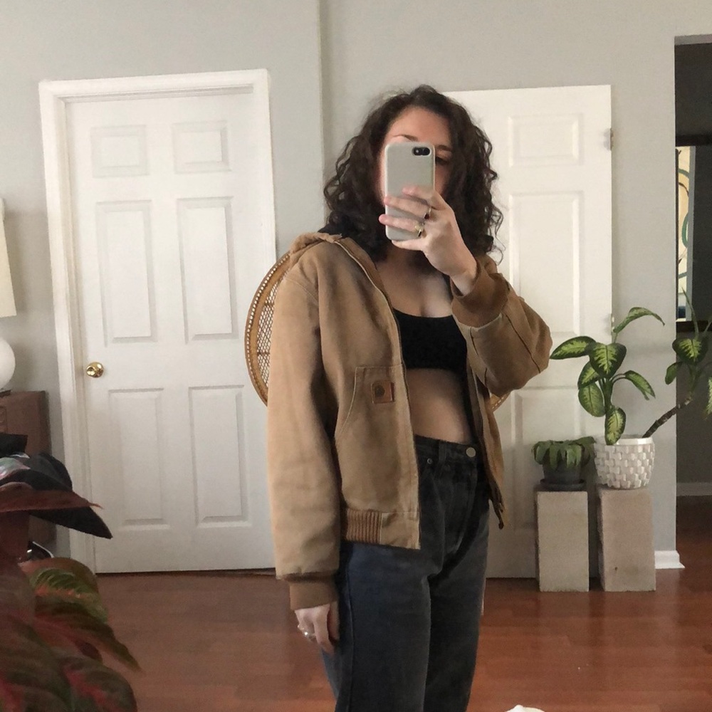 Classic Brown Hooded Work Jacket - Women's
